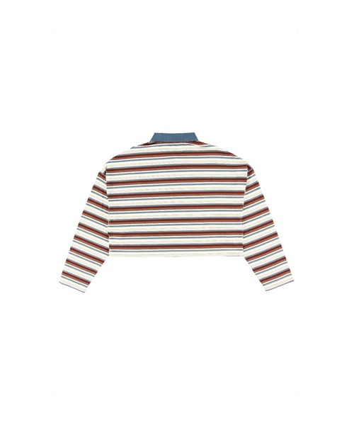 ALEXIA STAM（アリシアスタン）の「Stripe Polo Shirt /コンパクト丈ストライプポロシャツ（ポロシャツ・レディース・ブルー/バーガンディー/ブラウン・FREE）」の8枚目の写真