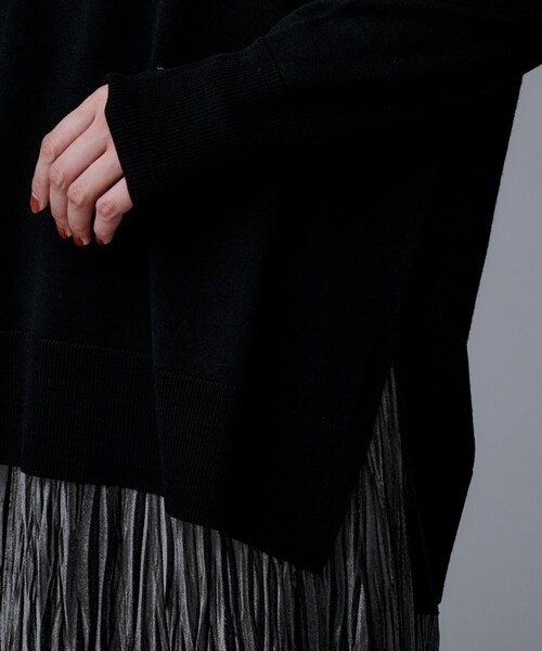 セール】【洗える/薄手/ウール100%】Vネックロングウールニット