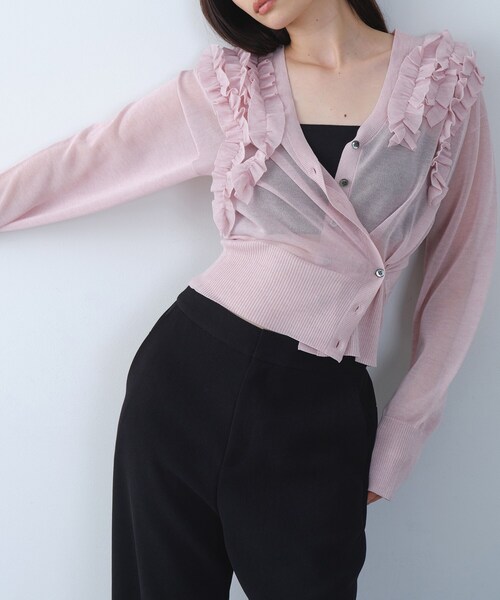 CODE A(コードエー)の「3way frill cardigan(カーディガン/ボレロ・レディース・ピンク/オフホワイト/チャコールグレー・00)」の3枚目の写真