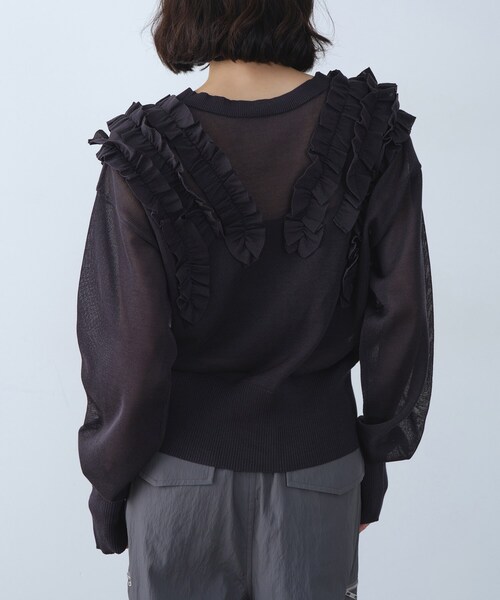 CODE A(コードエー)の「3way frill cardigan(カーディガン/ボレロ・レディース・ピンク/オフホワイト/チャコールグレー・00)」の6枚目の写真