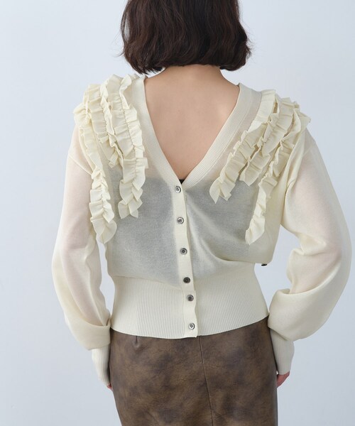 CODE A(コードエー)の「3way frill cardigan(カーディガン/ボレロ・レディース・ピンク/オフホワイト/チャコールグレー・00)」の7枚目の写真