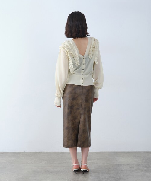 CODE A(コードエー)の「3way frill cardigan(カーディガン/ボレロ・レディース・ピンク/オフホワイト/チャコールグレー・00)」の10枚目の写真