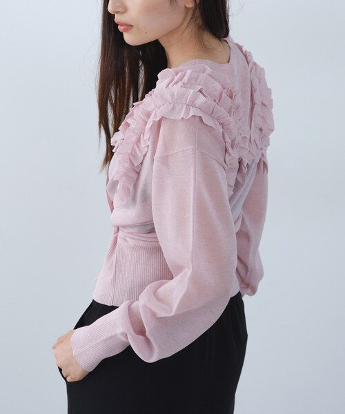 CODE A(コードエー)の「3way frill cardigan(カーディガン/ボレロ・レディース・ピンク/オフホワイト/チャコールグレー・00)」の11枚目の写真