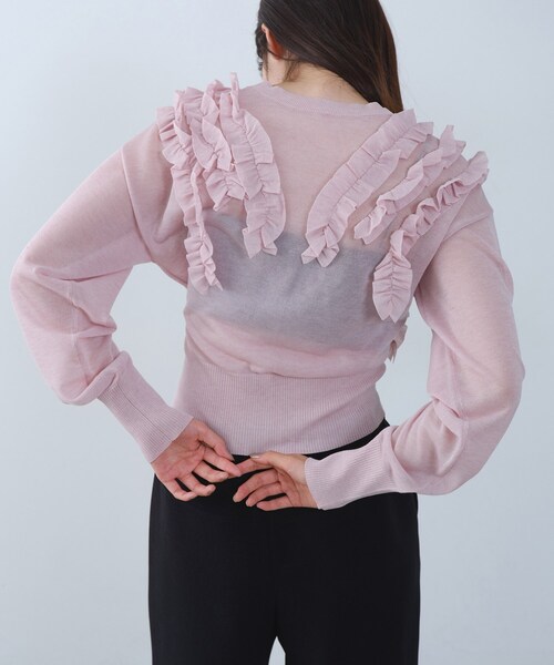 CODE A(コードエー)の「3way frill cardigan(カーディガン/ボレロ・レディース・ピンク/オフホワイト/チャコールグレー・00)」の12枚目の写真