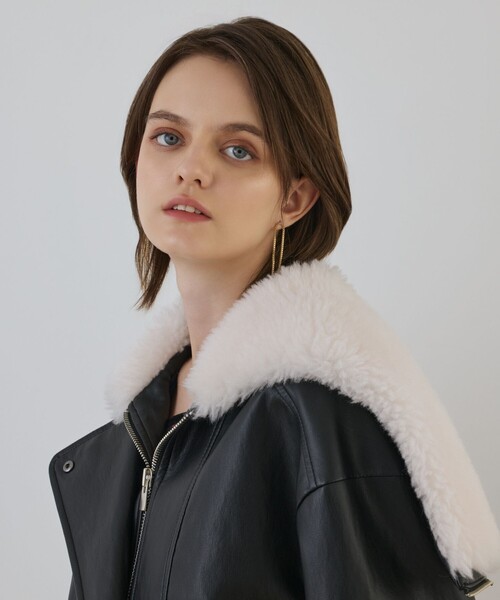 GRACE CONTINENTAL（グレースコンチネンタル）の「フェイクレザーボンバージャケット（その他アウター・レディース・ダークブラウン・38/36）」の7枚目の写真