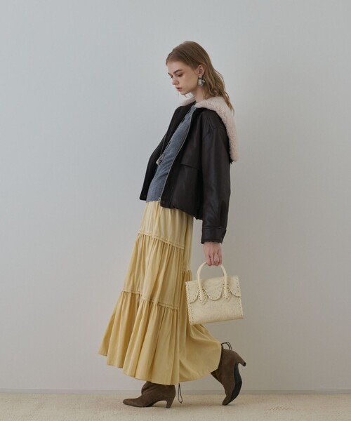 GRACE CONTINENTAL（グレースコンチネンタル）の「フェイクレザーボンバージャケット（その他アウター・レディース・ダークブラウン・38/36）」の14枚目の写真