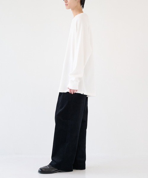 KANEMASA PHIL.（カネマサフィル）の「【KANEMASA PHIL.】別注 18G Garment Dye Waffle Damage（Tシャツ/カットソー・メンズ・ホワイト/ブラック・M/L）」の4枚目の写真