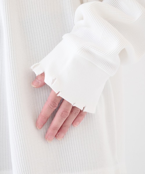 KANEMASA PHIL.（カネマサフィル）の「【KANEMASA PHIL.】別注 18G Garment Dye Waffle Damage（Tシャツ/カットソー・メンズ・ホワイト/ブラック・M/L）」の19枚目の写真