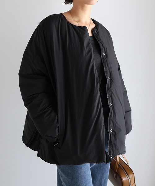 セール】ノーカラーサイドジップダウンジャケット（ダウンジャケット