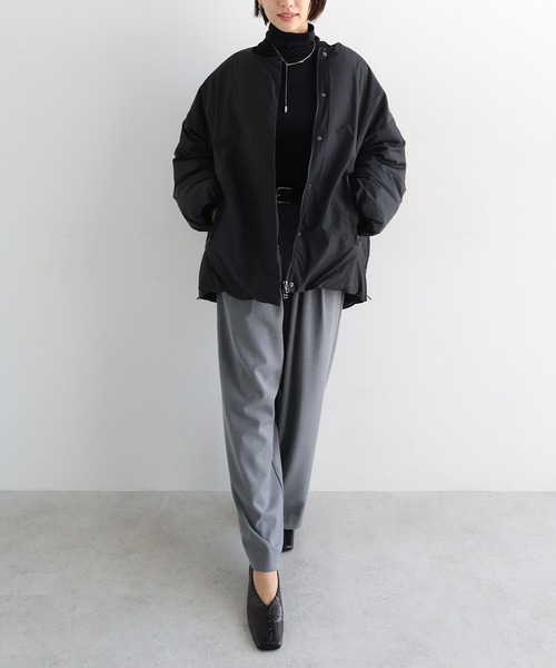 セール】ノーカラーサイドジップダウンジャケット（ダウンジャケット