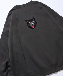 WILD THINGS(ワイルドシングス)の限定展開 WILD THINGS×FREAK'S STORE/ワイルドシングス 別注 ビッグシルエット キャットモチーフ 刺繍ワッペン クルーネックスウェット(スウェット)