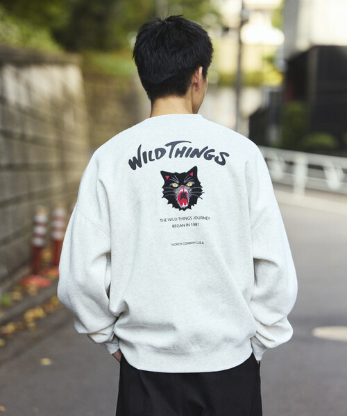 WILD THINGS(ワイルドシングス)の「限定展開 WILD THINGS×FREAK'S STORE/ワイルドシングス 別注 ビッグシルエット キャットモチーフ 刺繍ワッペン クルーネックスウェット(スウェット・メンズ・アッシュグレー/グリーン/ネイビー/スミクロ・SMALL/MEDIUM/LARGE)」の15枚目の写真