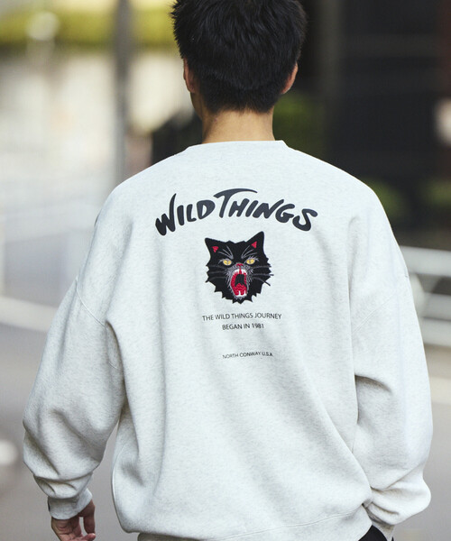 WILD THINGS(ワイルドシングス)の「限定展開 WILD THINGS×FREAK'S STORE/ワイルドシングス 別注 ビッグシルエット キャットモチーフ 刺繍ワッペン クルーネックスウェット(スウェット・メンズ・アッシュグレー/グリーン/ネイビー/スミクロ・SMALL/MEDIUM/LARGE)」の17枚目の写真