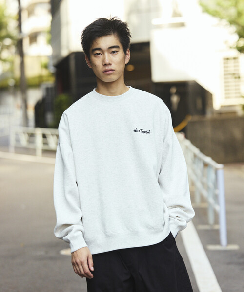 WILD THINGS(ワイルドシングス)の「限定展開 WILD THINGS×FREAK'S STORE/ワイルドシングス 別注 ビッグシルエット キャットモチーフ 刺繍ワッペン クルーネックスウェット(スウェット・メンズ・アッシュグレー/グリーン/ネイビー/スミクロ・SMALL/MEDIUM/LARGE)」の19枚目の写真