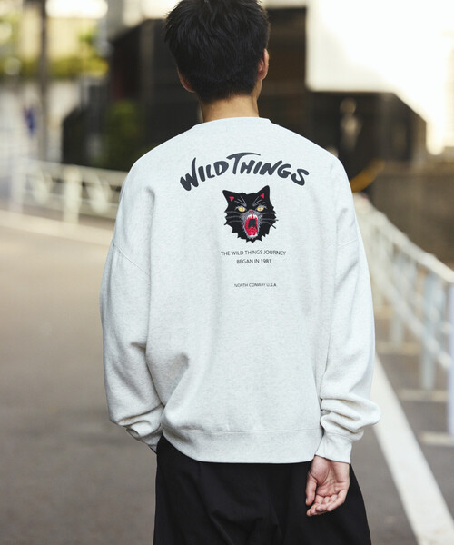 WILD THINGS(ワイルドシングス)の「限定展開 WILD THINGS×FREAK'S STORE/ワイルドシングス 別注 ビッグシルエット キャットモチーフ 刺繍ワッペン クルーネックスウェット(スウェット・メンズ・アッシュグレー/グリーン/ネイビー/スミクロ・SMALL/MEDIUM/LARGE)」の13枚目の写真