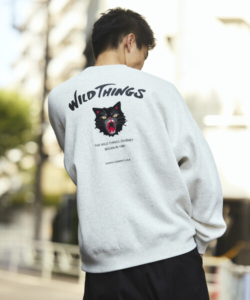 WILD THINGS(ワイルドシングス)の「限定展開 WILD THINGS×FREAK'S STORE/ワイルドシングス 別注 ビッグシルエット キャットモチーフ 刺繍ワッペン クルーネックスウェット(スウェット・メンズ・アッシュグレー/グリーン/ネイビー/スミクロ・SMALL/MEDIUM/LARGE)」の11枚目の写真