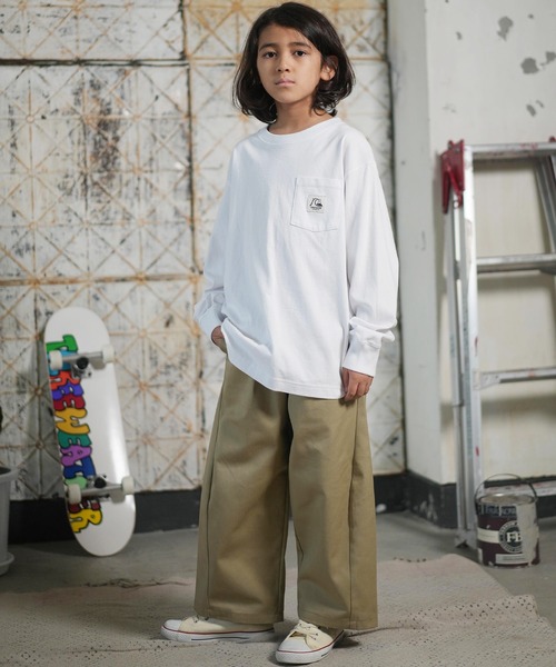 Quiksilver（クイックシルバー）の「QUIKSILVER/クイックシルバー BW HISTORY POCKET LT YOUT キッズ ロンT KLT254001（Tシャツ/カットソー・キッズ・スミクロ/ホワイト/ライトベージュ・140cm/150cm/160cm/130cm）」の7枚目の写真