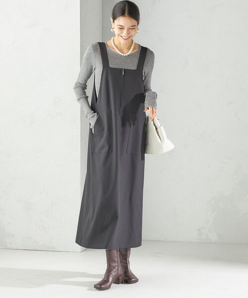 SHIPS（シップス）の「〈手洗い可能〉フロント ジップ ジャンパー スカート（ジャンパースカート・レディース・ブラウン/ブラック・ONE SIZE）」の7枚目の写真