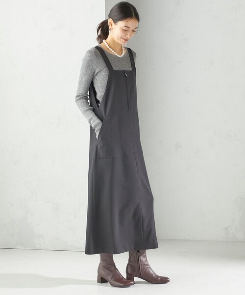 SHIPS（シップス）の「〈手洗い可能〉フロント ジップ ジャンパー スカート（ジャンパースカート・レディース・ブラウン/ブラック・ONE SIZE）」の9枚目の写真