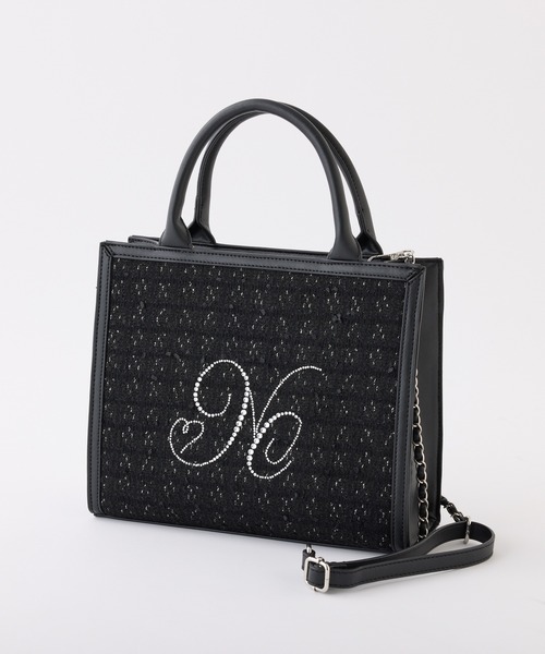 one after another NICE CLAUP（ワンアフターアナザーナイスクラップ）の「ビジューロゴミニトートバッグ（トートバッグ・レディース・アイボリー/サックスブルー/ブラック・FREE）」の5枚目の写真