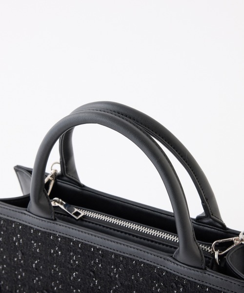 one after another NICE CLAUP（ワンアフターアナザーナイスクラップ）の「ビジューロゴミニトートバッグ（トートバッグ・レディース・アイボリー/サックスブルー/ブラック・FREE）」の4枚目の写真