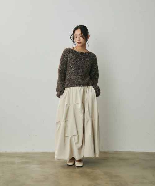 Lunea（ルネア）の「ミックスヤーンスパンコールニット（ニット/セーター・レディース・アイボリー/ブラウン・FREE）」の21枚目の写真