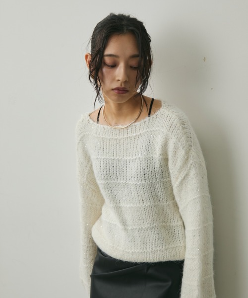 Lunea（ルネア）の「ミックスヤーンスパンコールニット（ニット/セーター・レディース・アイボリー/ブラウン・FREE）」の19枚目の写真