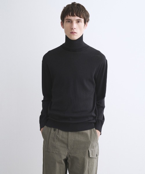 three dots(スリードッツ)の「コットンカシミヤ クルーネック(ニット/セーター・メンズ・ブラック/ブルー系その他/グレー系その他・MEDIUM/SMALL/LARGE)」の1枚目の写真
