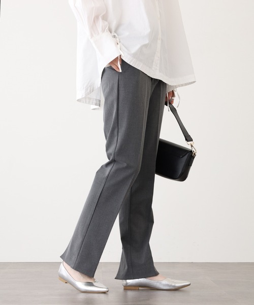 OMNES（オムネス）の「TRストレッチ裾スリットパンツ（スラックス・レディース・ピンクベージュ/ライトグレー/ベージュ/グレー・M/L）」の3枚目の写真