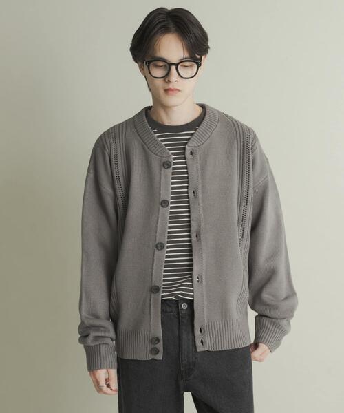 SENSE OF PLACE by URBAN RESEARCH(センスオブプレイスバイアーバンリサーチ)の「ハリヌキケーブルニットカーディガン(カーディガン/ボレロ・メンズ・グレー/ブラック/アイボリー・MEDIUM/LARGE)」の3枚目の写真