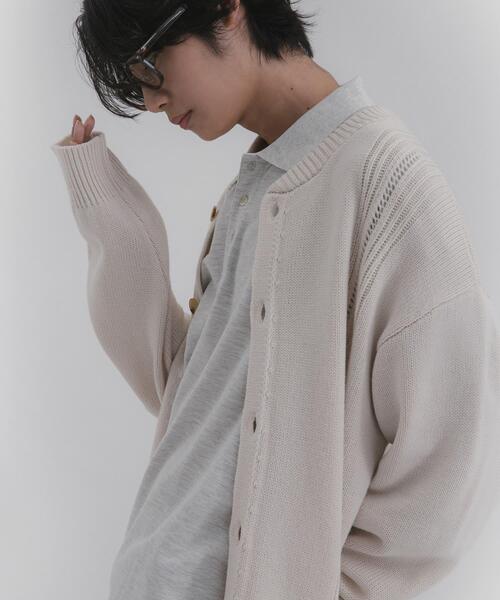 SENSE OF PLACE by URBAN RESEARCH(センスオブプレイスバイアーバンリサーチ)の「ハリヌキケーブルニットカーディガン(カーディガン/ボレロ・メンズ・グレー/ブラック/アイボリー・MEDIUM/LARGE)」の2枚目の写真