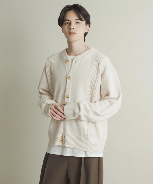 SENSE OF PLACE by URBAN RESEARCH(センスオブプレイスバイアーバンリサーチ)の「ハリヌキケーブルニットカーディガン(カーディガン/ボレロ・メンズ・グレー/ブラック/アイボリー・MEDIUM/LARGE)」の7枚目の写真