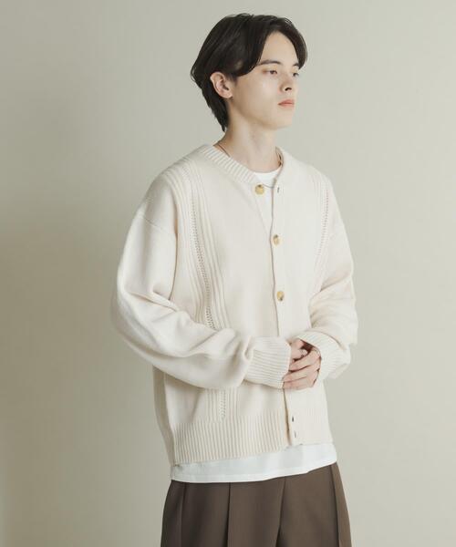 SENSE OF PLACE by URBAN RESEARCH(センスオブプレイスバイアーバンリサーチ)の「ハリヌキケーブルニットカーディガン(カーディガン/ボレロ・メンズ・グレー/ブラック/アイボリー・MEDIUM/LARGE)」の8枚目の写真