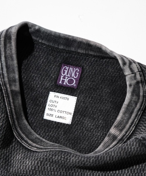 GUNG HO（ガンホー）の「GUNG HO / ガンホー THERMAL CREWNECK サーマル フェード加工 クルーネック ロングスリーブ（Tシャツ/カットソー・メンズ・ブラック/ブルー/グレー/パープル・SMALL/MEDIUM/LARGE/X-LARGE）」の14枚目の写真