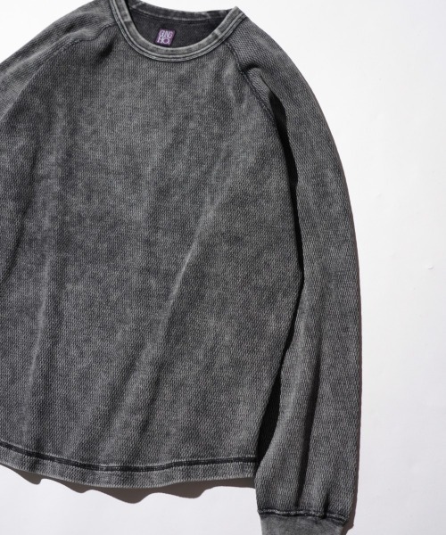 GUNG HO（ガンホー）の「GUNG HO / ガンホー THERMAL CREWNECK サーマル フェード加工 クルーネック ロングスリーブ（Tシャツ/カットソー・メンズ・ブラック/ブルー/グレー/パープル・SMALL/MEDIUM/LARGE/X-LARGE）」の15枚目の写真