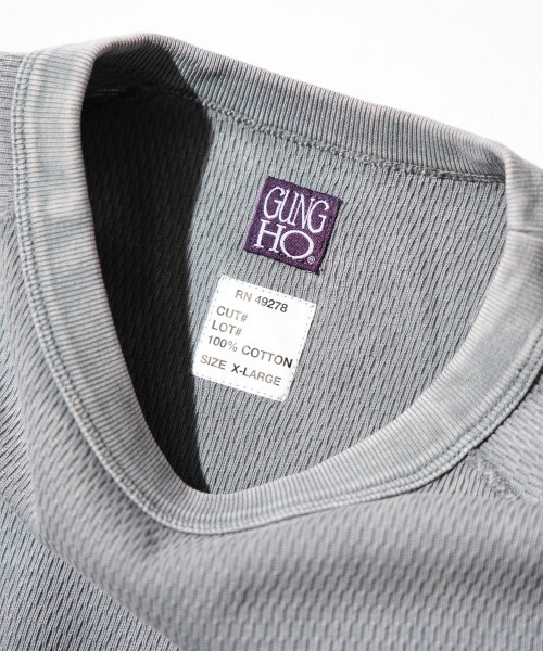 GUNG HO（ガンホー）の「GUNG HO / ガンホー THERMAL CREWNECK サーマル フェード加工 クルーネック ロングスリーブ（Tシャツ/カットソー・メンズ・ブラック/ブルー/グレー/パープル・SMALL/MEDIUM/LARGE/X-LARGE）」の22枚目の写真