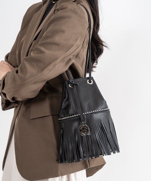 marco masi（マルコマージ）の「【MARCO MASI/マルコ・マージ】巾着　ショルダーバッグ　バケツバッグ　フリンジバッグ（ショルダーバッグ・レディース・ブラック/シルバー/ベージュ系その他・FREE）」の16枚目の写真