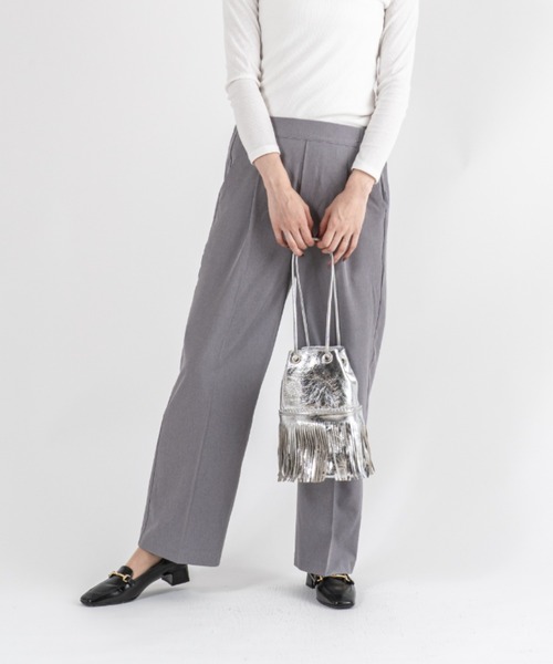 marco masi（マルコマージ）の「【MARCO MASI/マルコ・マージ】巾着　ショルダーバッグ　バケツバッグ　フリンジバッグ（ショルダーバッグ・レディース・ブラック/シルバー/ベージュ系その他・FREE）」の12枚目の写真