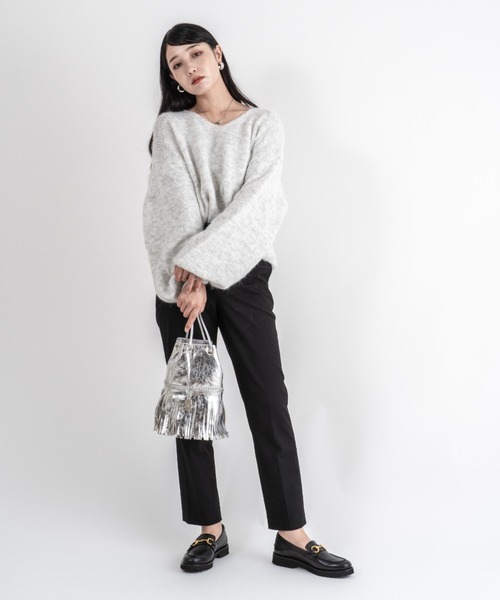 marco masi（マルコマージ）の「【MARCO MASI/マルコ・マージ】巾着　ショルダーバッグ　バケツバッグ　フリンジバッグ（ショルダーバッグ・レディース・ブラック/シルバー/ベージュ系その他・FREE）」の9枚目の写真