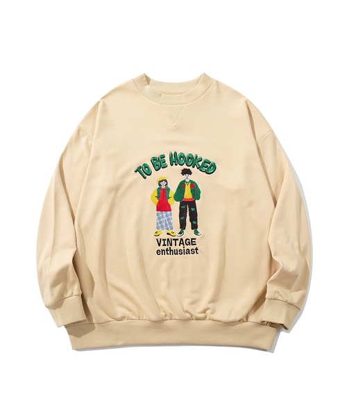 セール】HOOK -original- カップルイラスト総刺繍スウェット