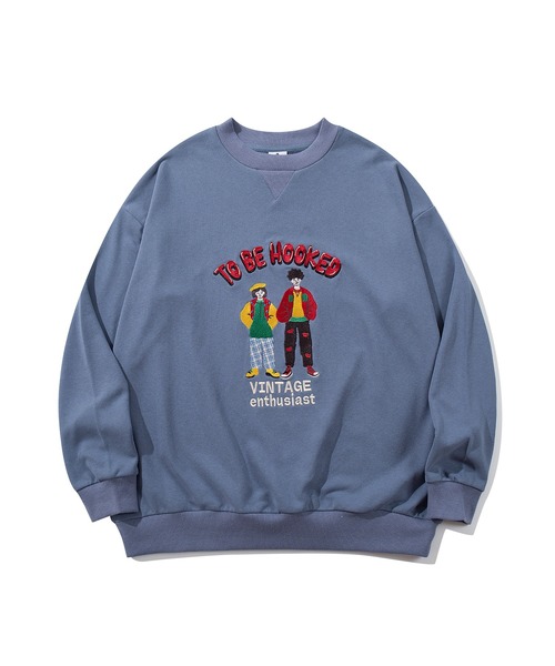 セール】HOOK -original- カップルイラスト総刺繍スウェット