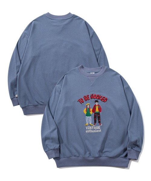セール】HOOK -original- カップルイラスト総刺繍スウェット