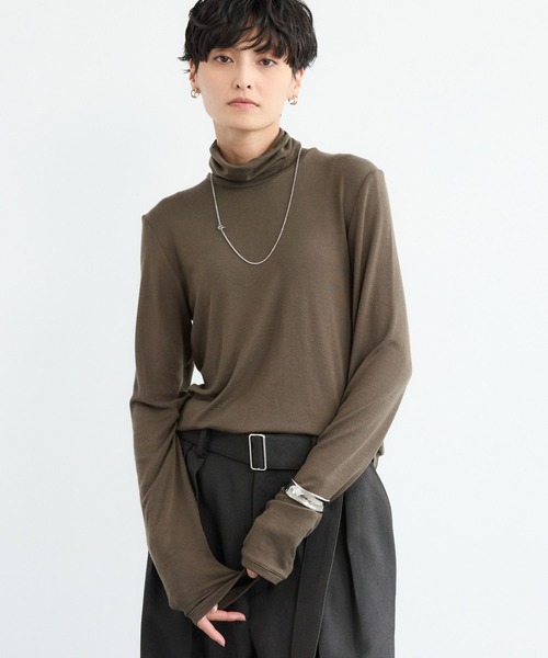 BARNYARDSTORM（バンヤードストーム）の「BARNYARDSTORM / ライトカットタートルプルオーバー / ハンドウォッシャブル 【YouTube「i.style closet」紹介アイテム】（Tシャツ/カットソー・レディース・ホワイト/カーキ/ブラック/ライトグレー・FREE）」の4枚目の写真