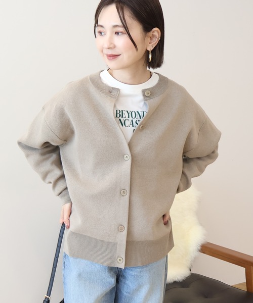 AMERICAN HOLIC(アメリカンホリック)の「コットンブレンドスポンディッシュカーディガン(カーディガン/ボレロ・レディース・ブラック/アイボリー/ワインレッド/グレイッシュベージュ・L/M)」の3枚目の写真