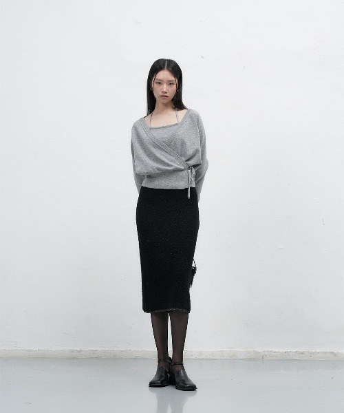 GENERAL IDEA(ジェネラルアイデア)の「【GENERAL IDEA】レイヤードラップカーディガンセット / LAYERED WRAP CARDIGAN SET(カーディガン/ボレロ・レディース・グレー/ブラック/ピンク・L/M/S)」の5枚目の写真