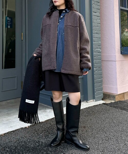 fredy emue(フレディエミュ)の「《防風》ボアノーカラーブルゾン(ダッフルコート・レディース・ブラウン/チャコールグレー・38)」の3枚目の写真