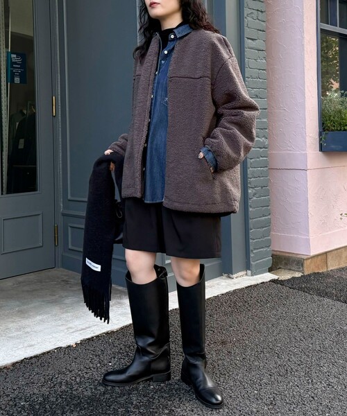 fredy emue(フレディエミュ)の「《防風》ボアノーカラーブルゾン(ダッフルコート・レディース・ブラウン/チャコールグレー・38)」の6枚目の写真