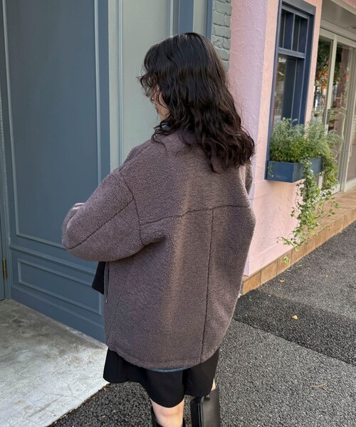 fredy emue(フレディエミュ)の「《防風》ボアノーカラーブルゾン(ダッフルコート・レディース・ブラウン/チャコールグレー・38)」の9枚目の写真