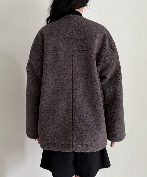 fredy emue(フレディエミュ)の「《防風》ボアノーカラーブルゾン(ダッフルコート・レディース・ブラウン/チャコールグレー・38)」の14枚目の写真