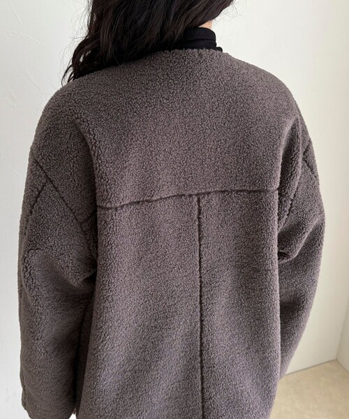 fredy emue(フレディエミュ)の「《防風》ボアノーカラーブルゾン(ダッフルコート・レディース・ブラウン/チャコールグレー・38)」の15枚目の写真